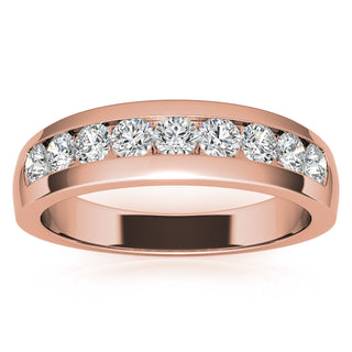 Round Brilliant Halo Moissanite Wedding Band Anniversary front view