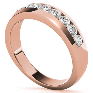 Round Brilliant Halo Moissanite Wedding Band Anniversary side view