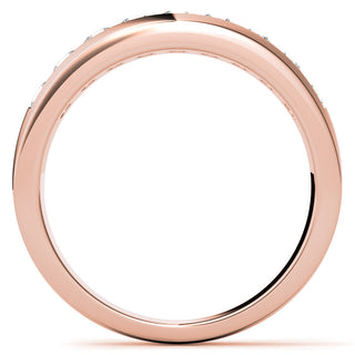 Round Brilliant Halo Moissanite Wedding Band Anniversary close up
