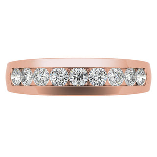 Round Brilliant Halo Moissanite Wedding Band Anniversary angle view