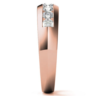 Round Brilliant Halo Moissanite Wedding Band Anniversary detail view