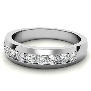 Round Brilliant Halo Moissanite Wedding Band Anniversary front view