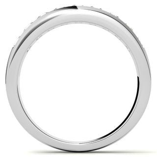 Round Brilliant Halo Moissanite Wedding Band Anniversary side view