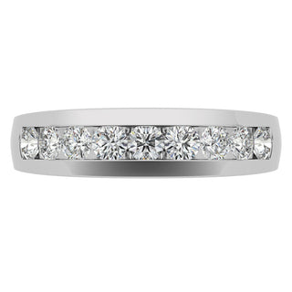 Round Brilliant Halo Moissanite Wedding Band Anniversary top view