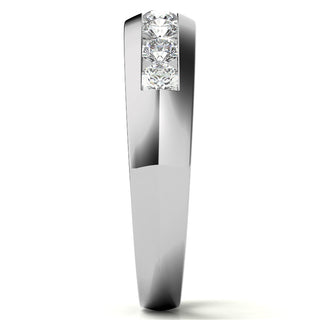 Round Brilliant Halo Moissanite Wedding Band Anniversary close up