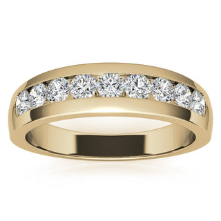 Round Brilliant Halo Moissanite Wedding Band Anniversary angle view