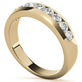 Round Brilliant Halo Moissanite Wedding Band Anniversary detail view