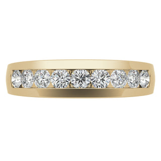 Round Brilliant Halo Moissanite Wedding Band Anniversary sparkle view