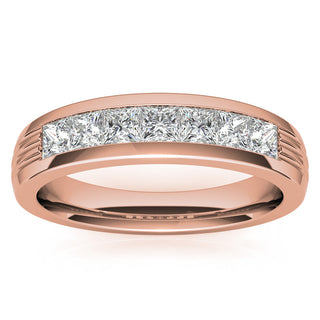 Princess Brilliant Cut Solitaire Moissanite Wedding Band front view