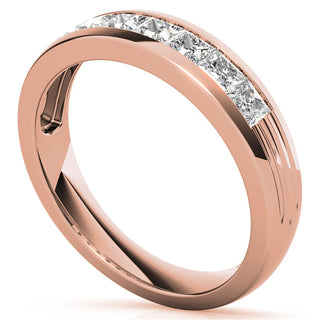 Princess Brilliant Cut Solitaire Moissanite Wedding Band side view