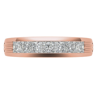Princess Brilliant Cut Solitaire Moissanite Wedding Band on hand