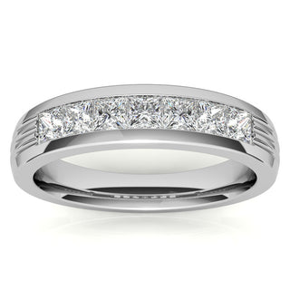 Princess Brilliant Cut Solitaire Moissanite Wedding Band full view