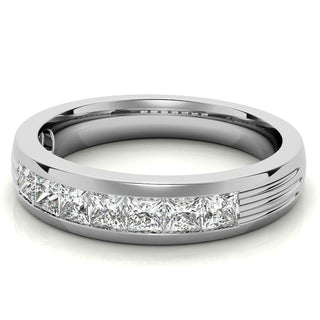 Princess Brilliant Cut Solitaire Moissanite Wedding Band sparkle view