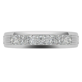 Princess Brilliant Cut Solitaire Moissanite Wedding Band side view