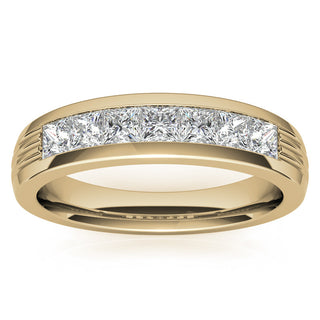 Princess Brilliant Cut Solitaire Moissanite Wedding Band on hand
