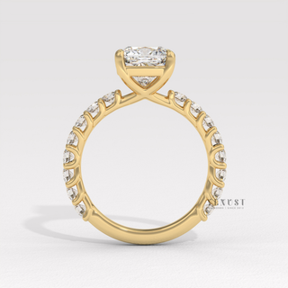 Moissanite cushion cut ring with refined sparkle