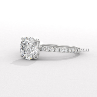 Round half pave engagement ring with moissanite sparkle