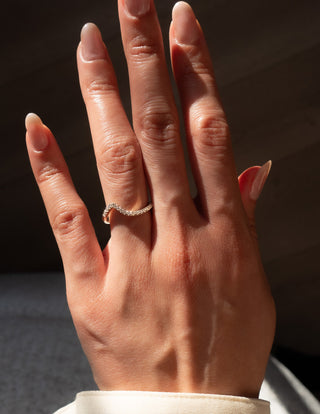 0.50CT-1.50CT Oval East West Moissanite Unique Pave Engagement Ring With Matching Curved Band