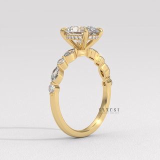 Engagement ring oval cut with hidden halo accent