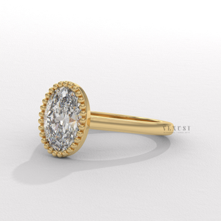 Oval moissanite engagement ring side profile  Bold Oval Bezel detail view 4