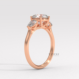 Three stone moissanite ring on hand