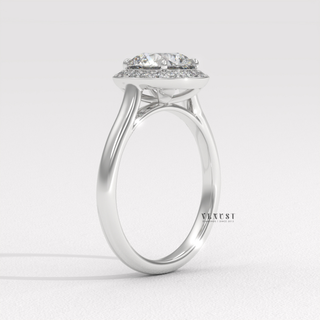 Round Cut Halo Solitaire Moissanite Engagement Ring top view