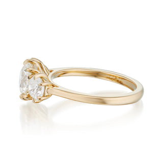 three stone moissanite ring cushion side stones detail