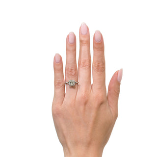 Asscher halo split shank moissanite engagement ring angled sparkle view