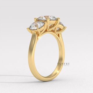 Round moissanite ring with solitaire inspired setting