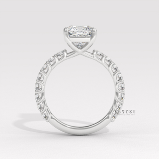 Elegant cushion 3/4 pave moissanite ring design
