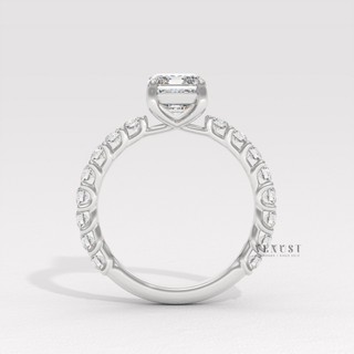 Elegant emerald 3/4 pave moissanite ring design
