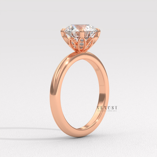 Moissanite round cut ring with polished setting