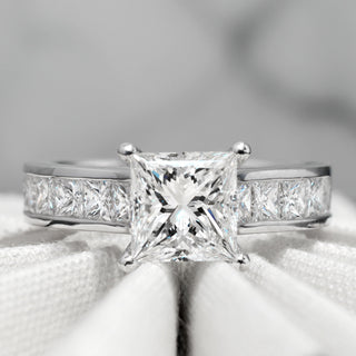 3.0CT Princess Cut Moissanite Diamond Bridal Ring Set with Matching Band
