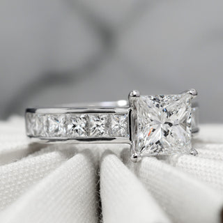 3.0CT Princess Cut Moissanite Diamond Bridal Ring Set with Matching Band
