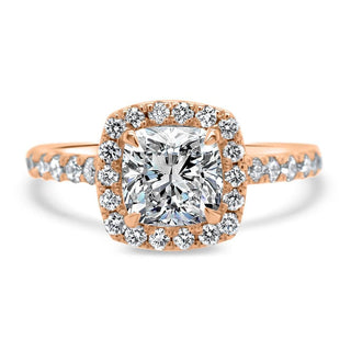 2.0 CT Cushion Brilliant Cut Halo Moissanite Engagement Ring front view