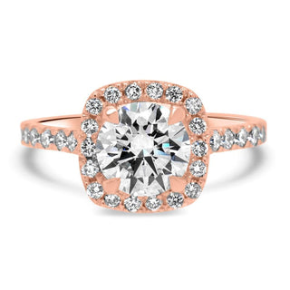 2.5 CT Round Cut Halo Sparkling Moissanite Engagement Ring front view