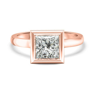 1 CT Princess Cut Moissanite Diamond Bezel Set Engagement Ring