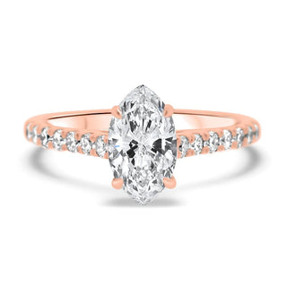 1.0CT Marquise Cut Pave Diamond Moissanite Engagement Ring