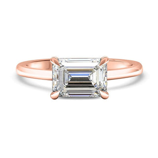Vintage 1.0ct emerald solitaire moissanite ring top view