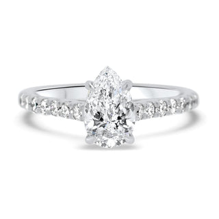 3 CT Pear Cut Pave Set Moissanite Diamond Engagement Ring For Women