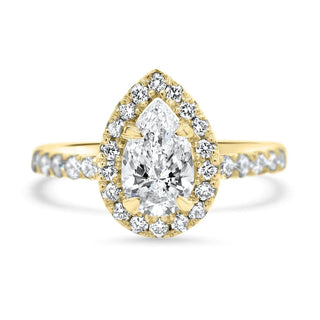 2.0 CT Pear Cut Halo Sparkling Moissanite Engagement Ring top view