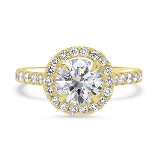 2.5 CT Round Brilliant Cut Halo Moissanite Engagement Ring close up