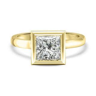 1 CT Princess Cut Moissanite Diamond Bezel Set Engagement Ring