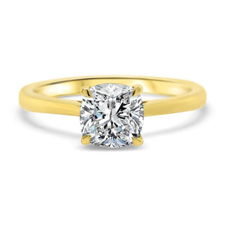 Lustrous 1.0ct cushion solitaire moissanite ring front view