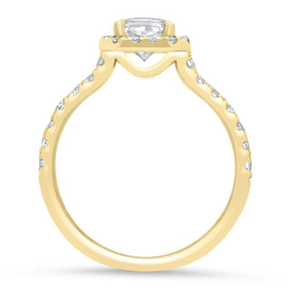 2.0 CT Pear Cut Halo Sparkling Moissanite Engagement Ring close up