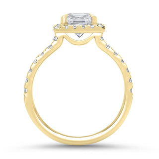 1.0CT Princess Cut Halo Diamond Moissanite Engagement Ring