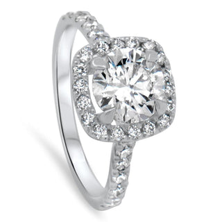 Chic 1.0ct round halo moissanite ring top view image 2