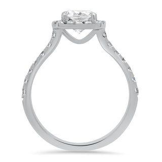 Chic 1.0ct round halo moissanite ring shown on a finger image 3