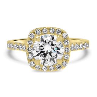 2.5 CT Round Cut Halo Sparkling Moissanite Engagement Ring detail view