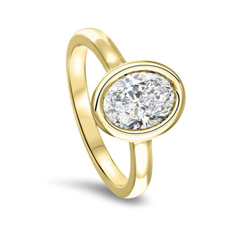 1.0CT Bezel Set Cushion Cut Diamond Moissanite Engagement Ring